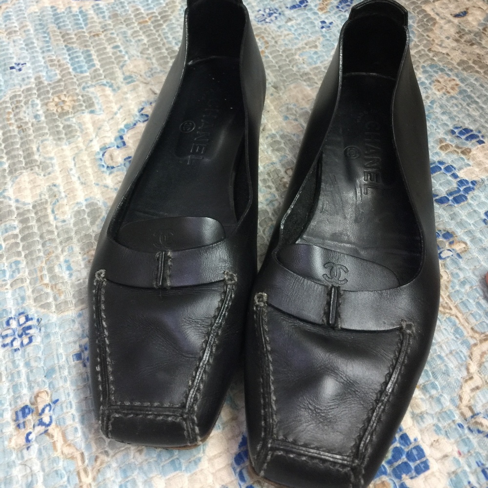 Black CHANEL loafers
